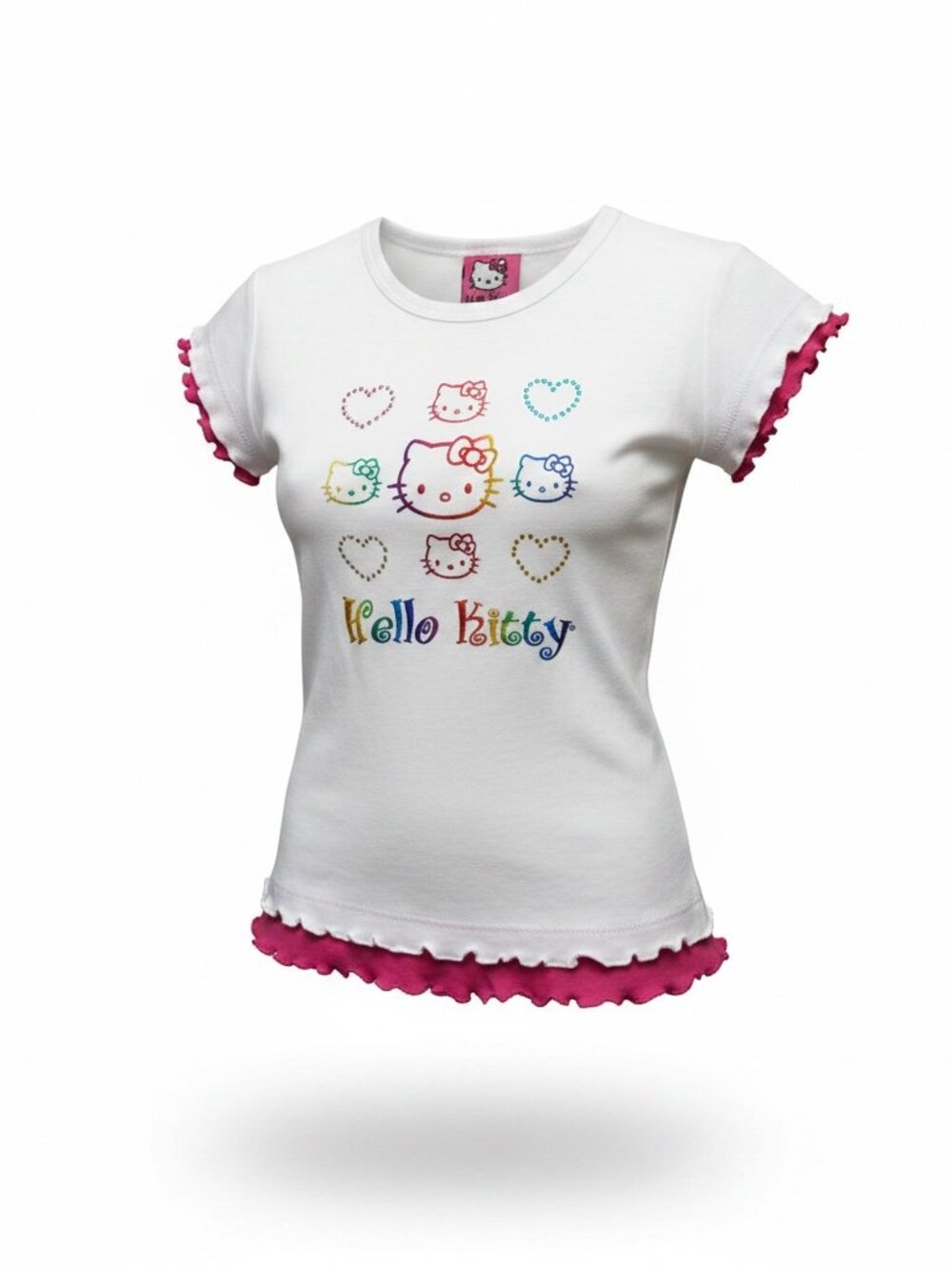HELLO KITTY, White and Pink Baby tees, Size Large (6)